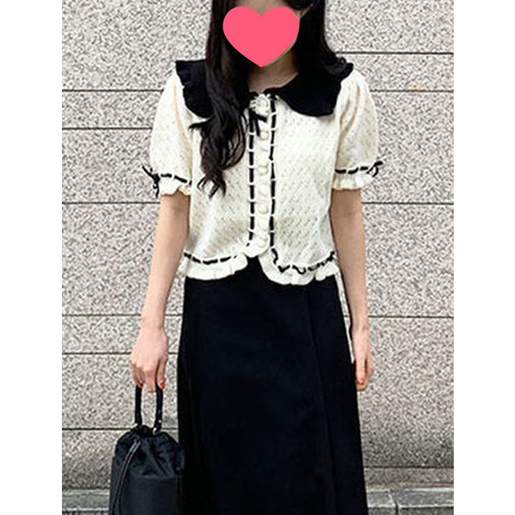 ライトピンク ボタン付き 半袖ニット 楽天市場】[ ほしのこ さんコラボ ] ハートボタン ポロニット