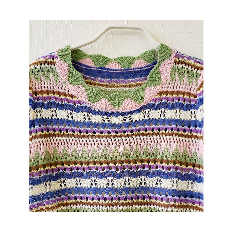 パンチング虹ニット半袖 メッシュ Y2K | VIVID LADY | 詳細画像4 