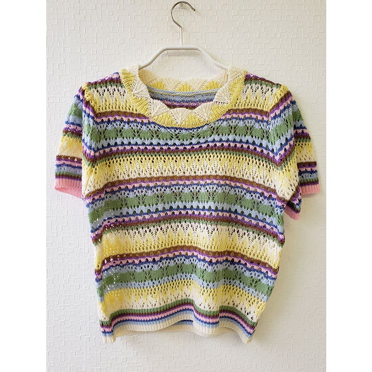 パンチング虹ニット半袖 メッシュ Y2K | VIVID LADY | 詳細画像2 