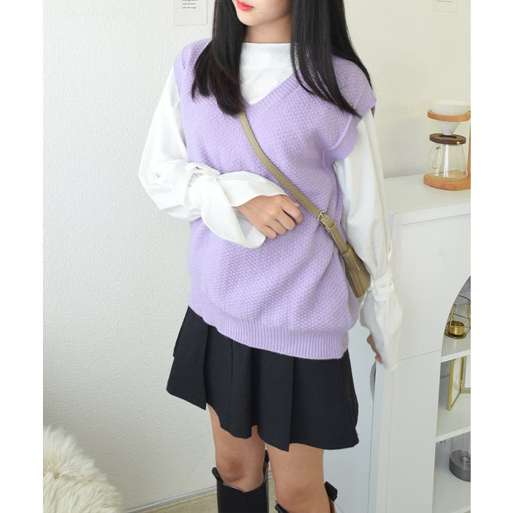【レイヤードスタイルに欠かせないニットベスト】ニットベスト ニットセーター 袖な… | VIVID LADY | 詳細画像13 