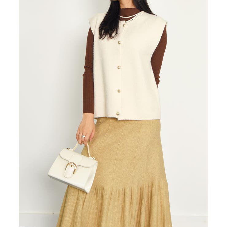 前あきニットベスト レディース ボタン付き[品番：KH000014984]｜VIVID