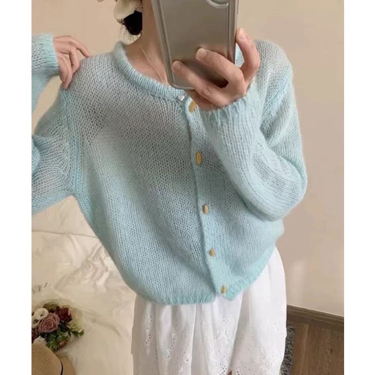 スカイブルー | ニット カーディガン レディース | VIVID LADY