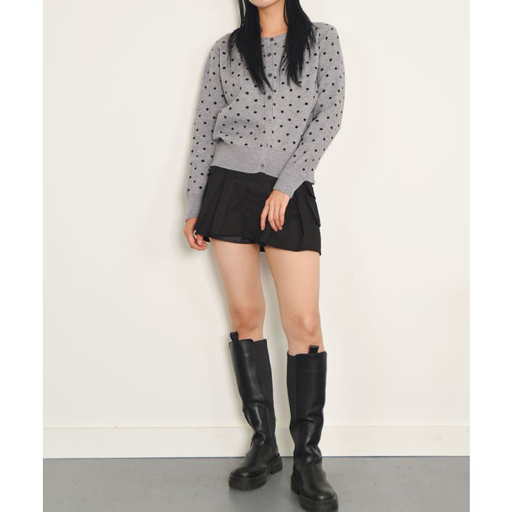 極美品❤️ HeRIN.CYE ラウンドスリーブカーディガン　ブラック シアーニットバイカラーカーディガン | レディース,トップス