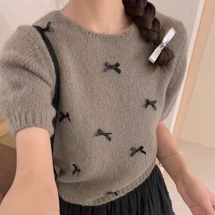 リボン刺繍入りニット | msgracy