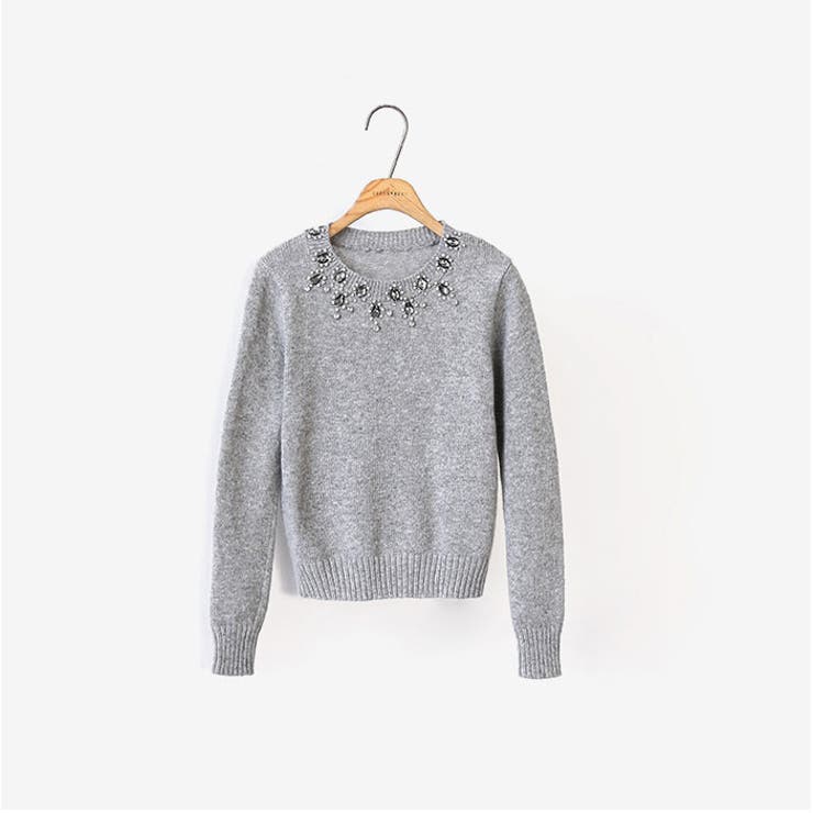 パール付きニット パール付きニット大人かわいい トップス[品番