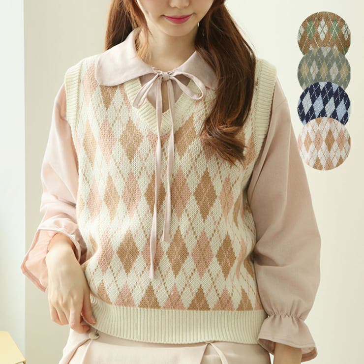 アーガイル ニット レディース 品番 Kh Vivid Lady ビビッドレディー のレディース ファッション通販 Shoplist ショップリスト