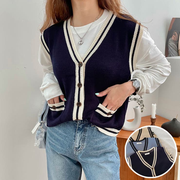 ニットベスト レディース 前開き 品番 Kh Vivid Lady ビビッドレディー のレディース ファッション通販 Shoplist ショップリスト