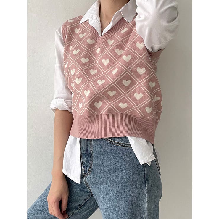 ニットベスト レディース ハート柄[品番：KH000011180]｜VIVID LADY