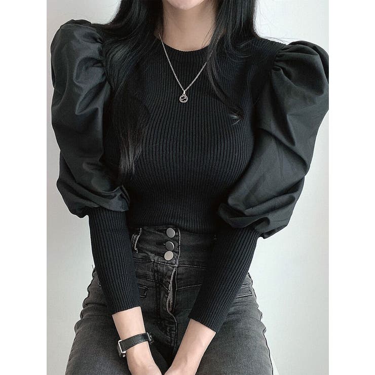 大人可愛い パフスリーブ ニット[品番：KH000011396]｜VIVID LADY