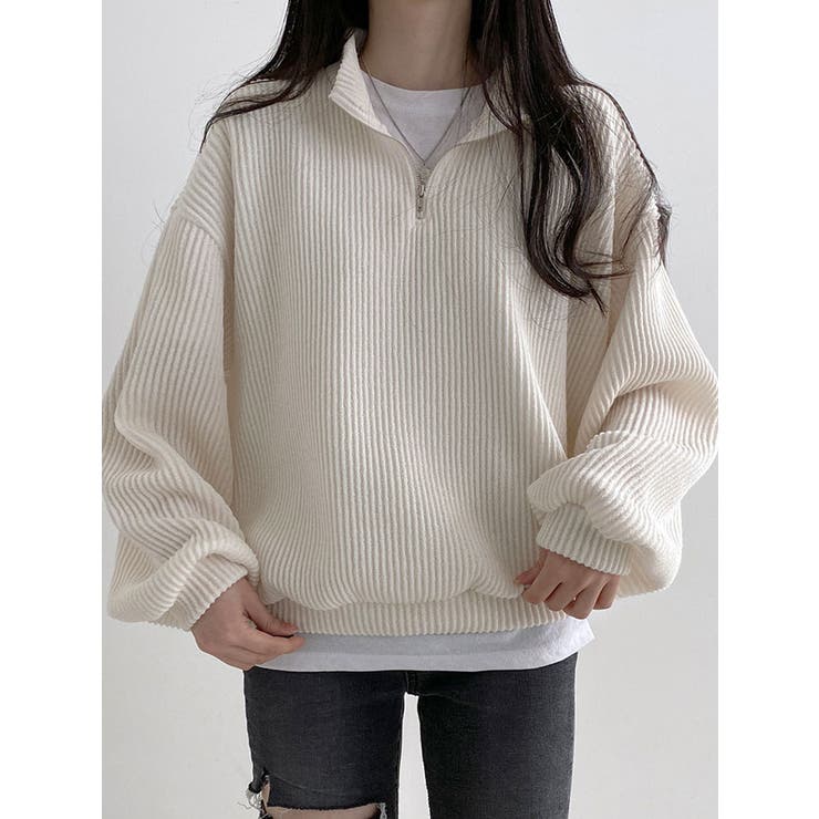 アイボリー | オーバーフィット長袖ニット レディース 長袖 | VIVID LADY