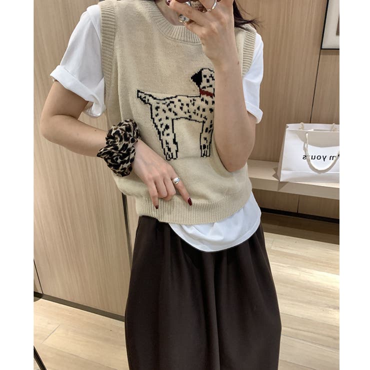 ヤシキ　ニット　ベスト　ノースリーブ