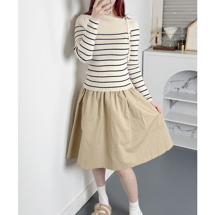 リボンワンショル ボーダーリブニット | VIVID LADY | 詳細画像16 