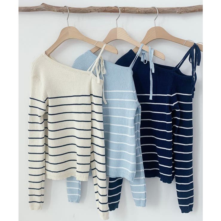 リボンワンショル ボーダーリブニット | VIVID LADY | 詳細画像19 