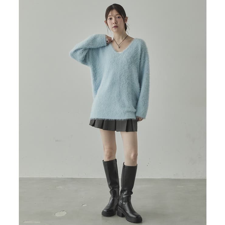 アンゴラタッチVネックニットプルオーバー | VIVID LADY | 詳細画像17 