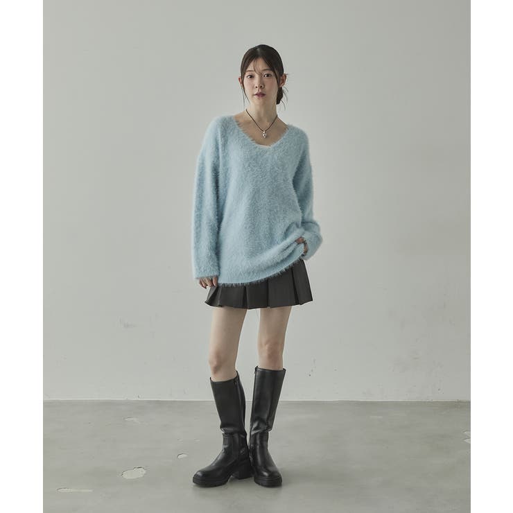 アンゴラタッチVネックニットプルオーバー | VIVID LADY | 詳細画像19 