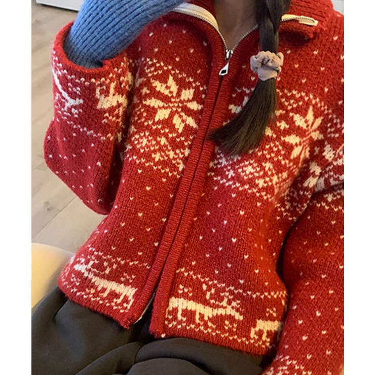 ノルディック柄 ジップアップニット | VIVID LADY | 詳細画像2 