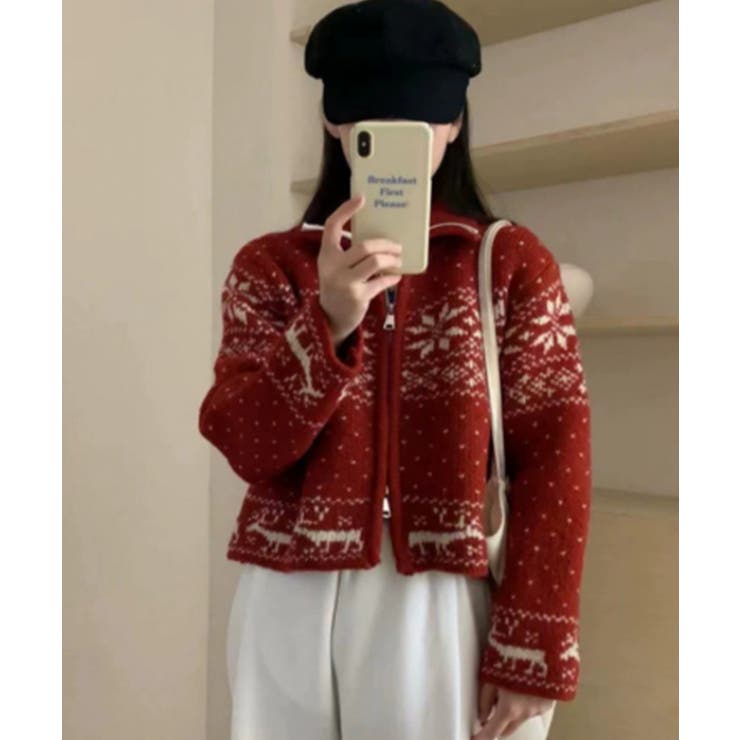 ノルディック柄 ジップアップニット | VIVID LADY | 詳細画像4 