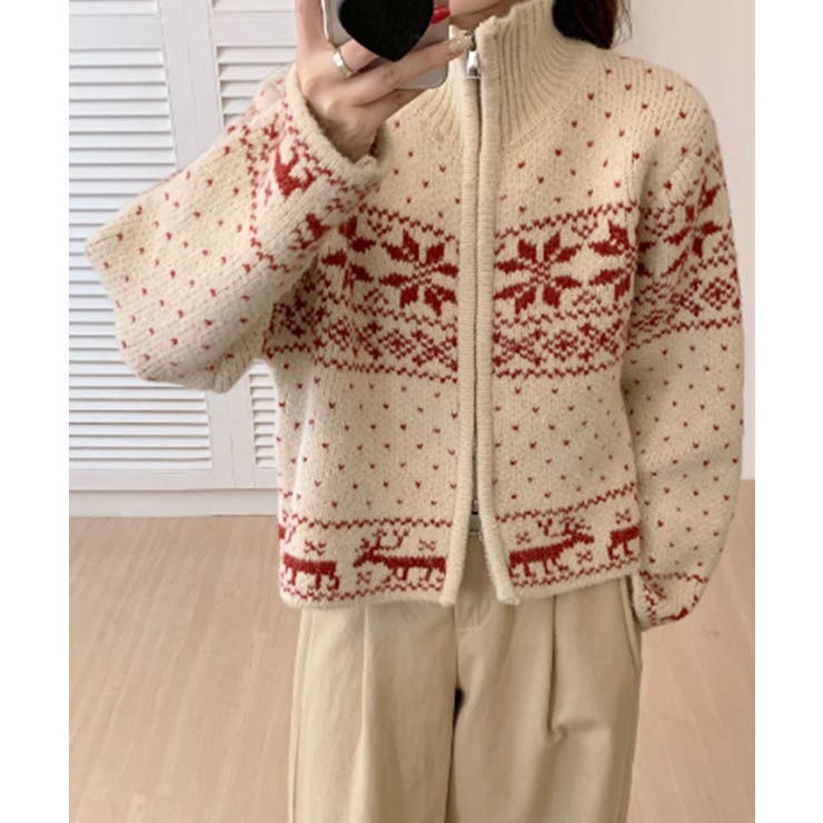 ノルディック柄 ジップアップニット | VIVID LADY | 詳細画像5 