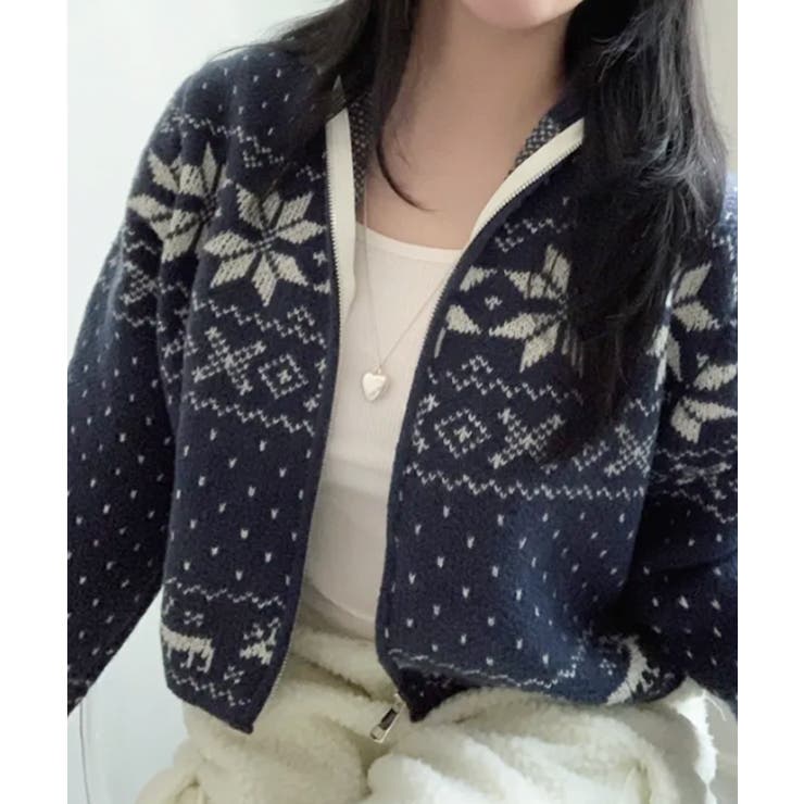 ノルディック柄 ジップアップニット | VIVID LADY | 詳細画像10 