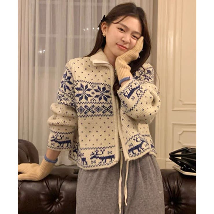 ノルディック柄 ジップアップニット | VIVID LADY | 詳細画像13 