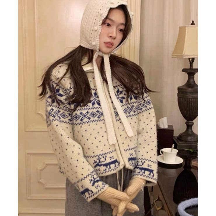 ノルディック柄 ジップアップニット | VIVID LADY | 詳細画像14 