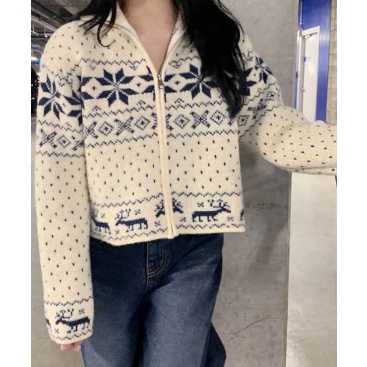 ノルディック柄 ジップアップニット | VIVID LADY | 詳細画像16 