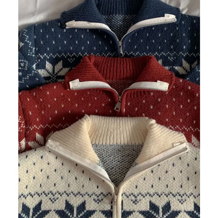 ノルディック柄 ジップアップニット | VIVID LADY | 詳細画像20 