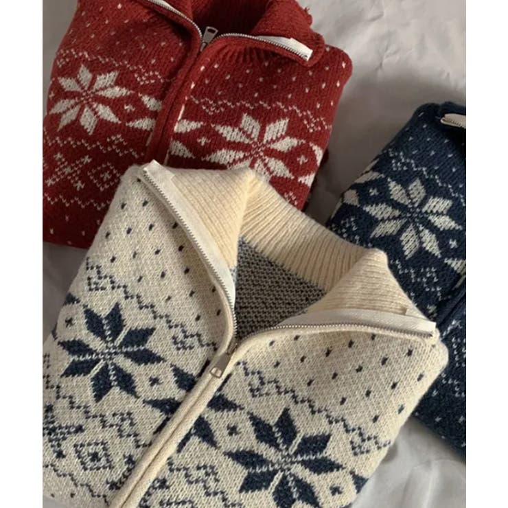 ノルディック柄 ジップアップニット | VIVID LADY | 詳細画像21 