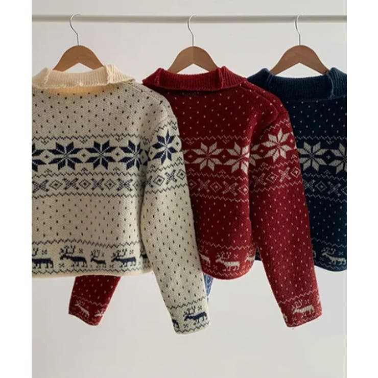 ノルディック柄 ジップアップニット | VIVID LADY | 詳細画像23 