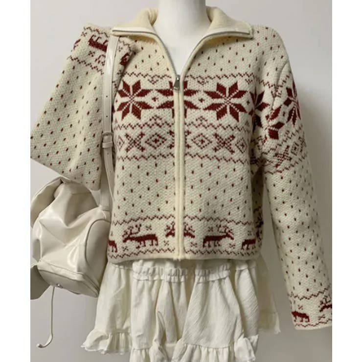 ノルディック柄 ジップアップニット | VIVID LADY | 詳細画像24 