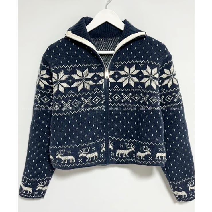 ノルディック柄 ジップアップニット | VIVID LADY | 詳細画像25 