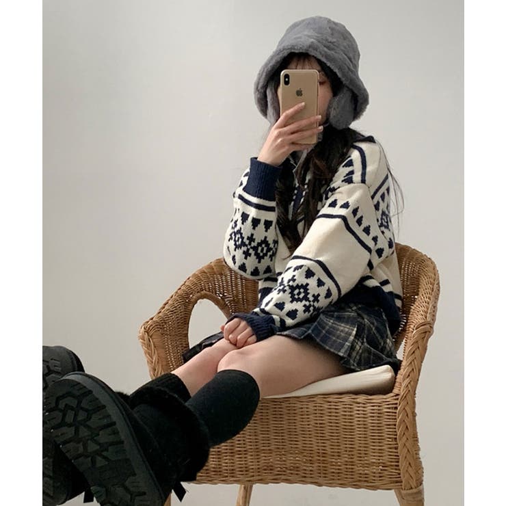 ノルディック柄 Wジップニットブルゾン | VIVID LADY | 詳細画像10 