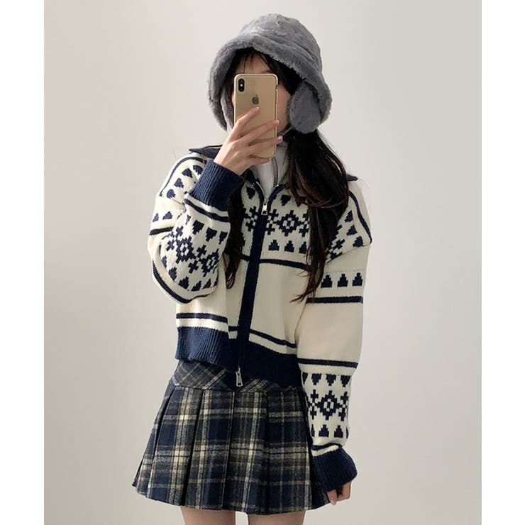 ノルディック柄 Wジップニットブルゾン | VIVID LADY | 詳細画像11 