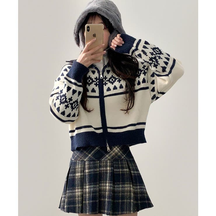 ノルディック柄 Wジップニットブルゾン | VIVID LADY | 詳細画像12 