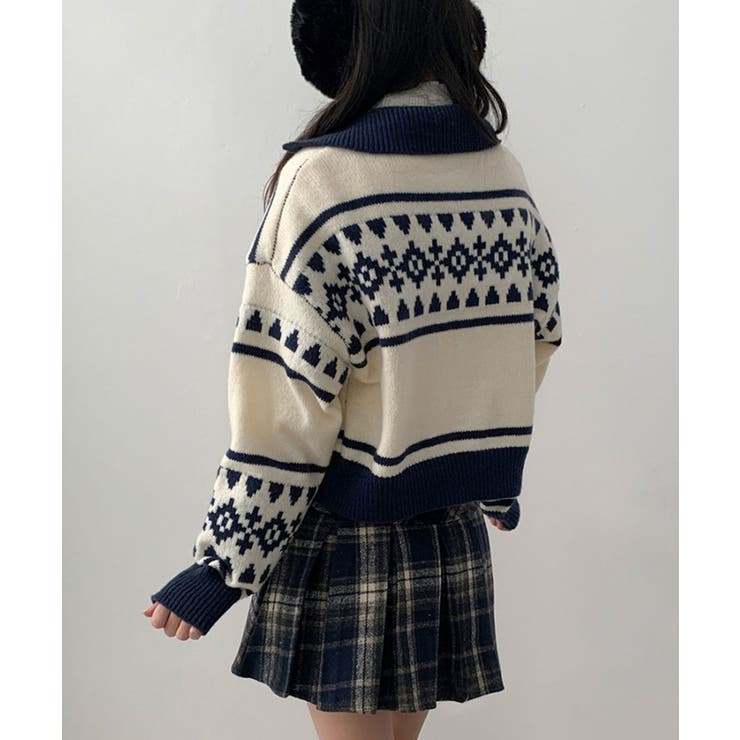 ノルディック柄 Wジップニットブルゾン | VIVID LADY | 詳細画像13 