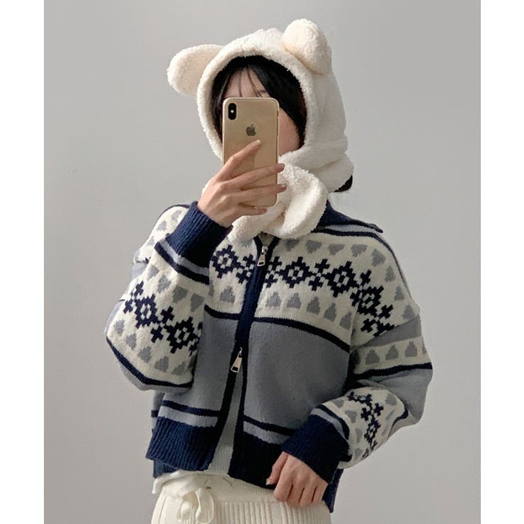 ノルディック柄 Wジップニットブルゾン | VIVID LADY | 詳細画像17 