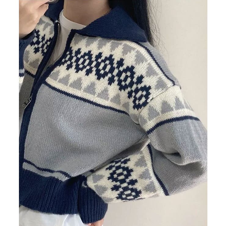 ノルディック柄 Wジップニットブルゾン | VIVID LADY | 詳細画像24 