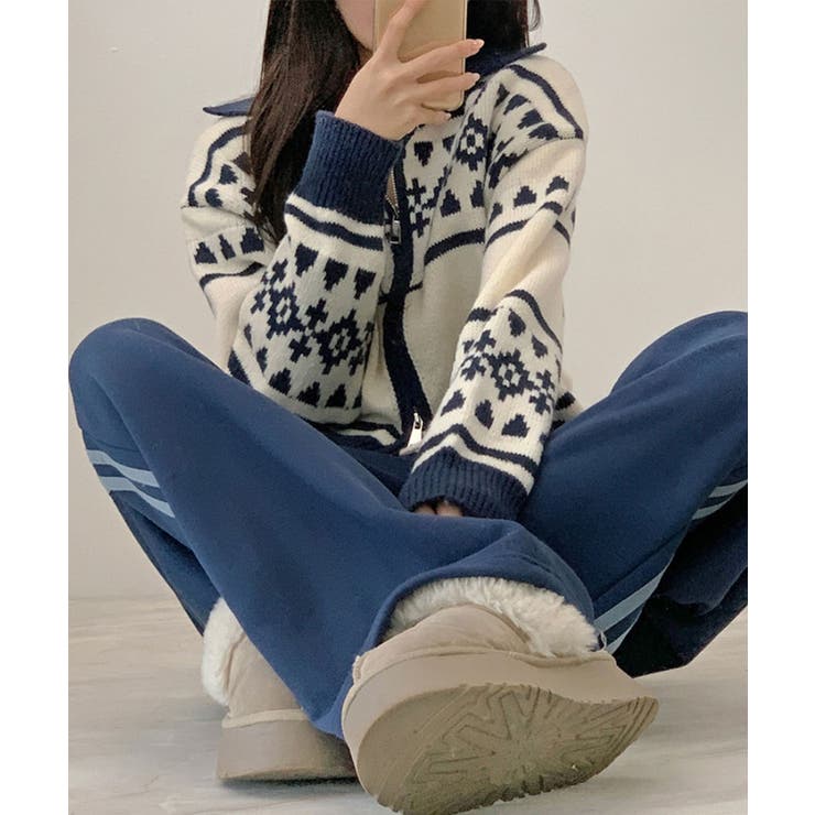 ノルディック柄 Wジップニットブルゾン | VIVID LADY | 詳細画像6 