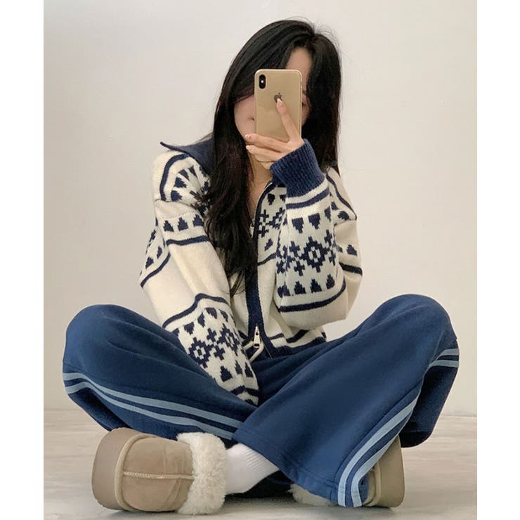 ノルディック柄 Wジップニットブルゾン | VIVID LADY | 詳細画像7 