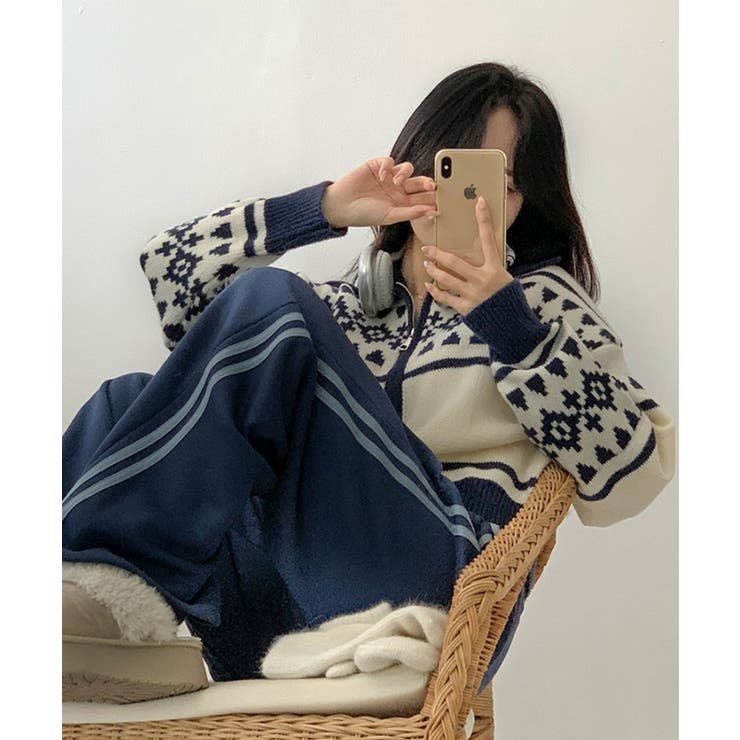 ノルディック柄 Wジップニットブルゾン | VIVID LADY | 詳細画像8 