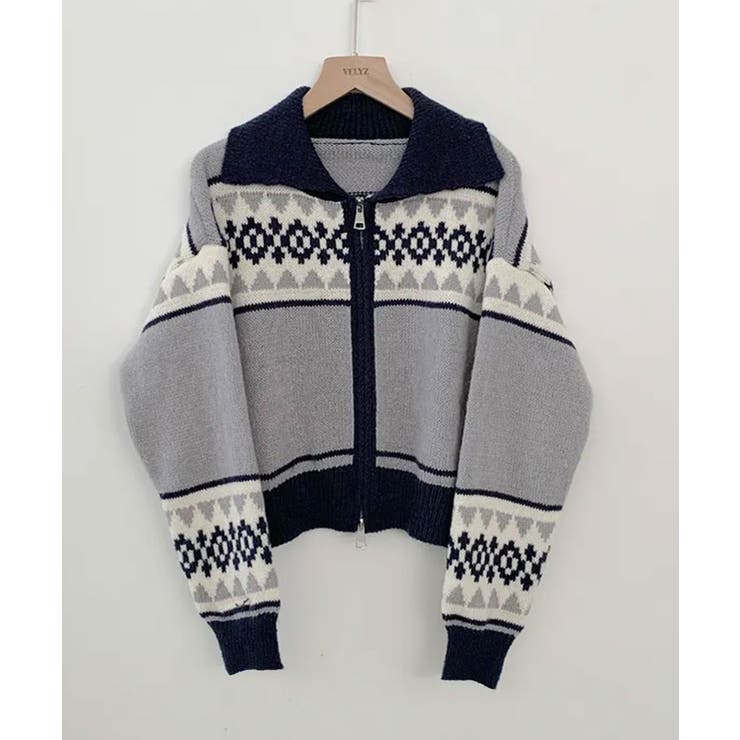 ノルディック柄 Wジップニットブルゾン | VIVID LADY | 詳細画像27 