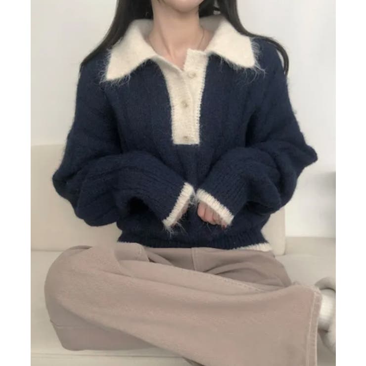 モヘアタッチ ルーズフィット ポロシャツ風ニット | VIVID LADY | 詳細画像21 