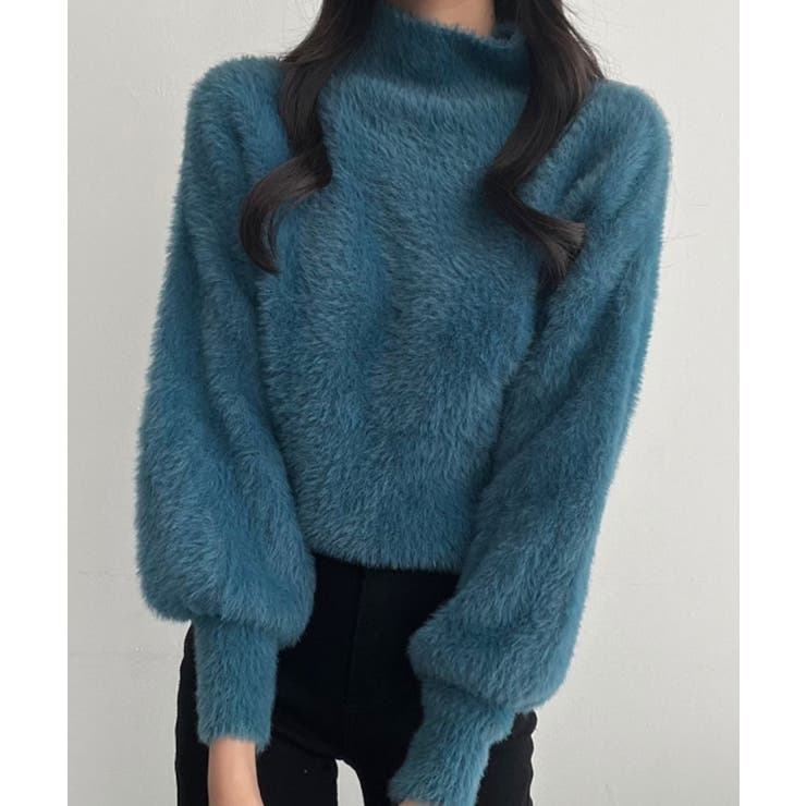 ファーハイネックニット レディース長袖 韓国ファッション[品番