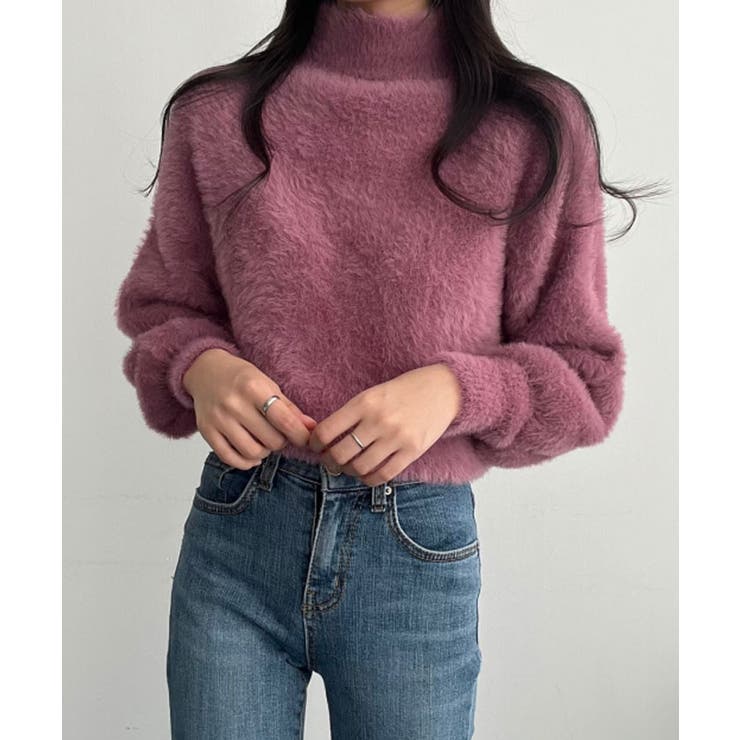 ファーハイネックニット レディース長袖 韓国ファッション[品番