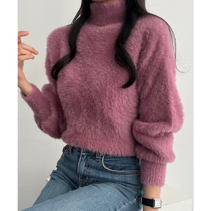 ファーハイネックニット レディース長袖 韓国ファッション[品番