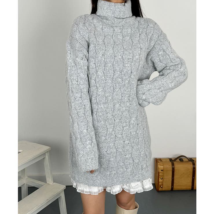 華麗 ニットワンピース タートルニット[品番 ニットワンピ ワンピース