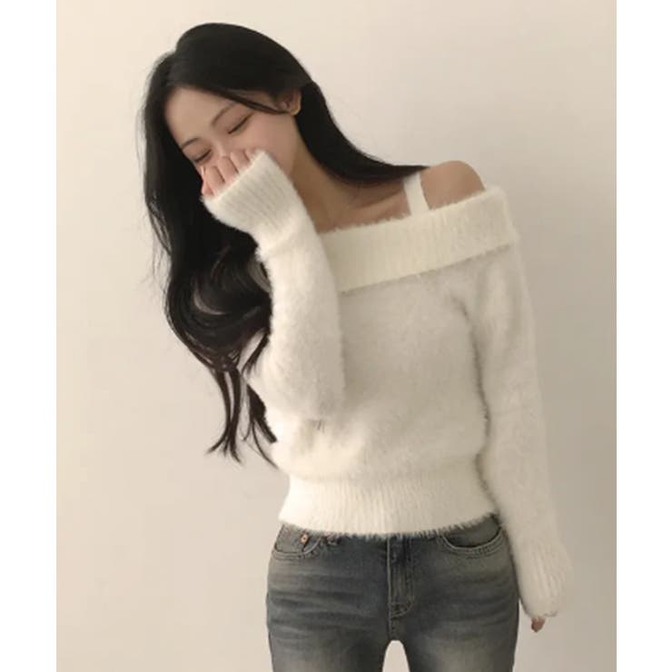 オフショルダーシャギーニットトップス | VIVID LADY | 詳細画像3 