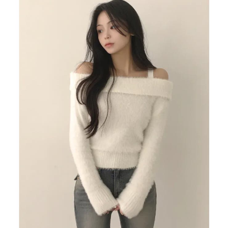 オフショルダーシャギーニットトップス | VIVID LADY | 詳細画像2 