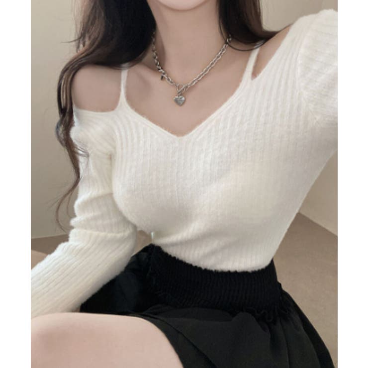 アンゴラ風オフショル コンパクトニット | VIVID LADY | 詳細画像1 