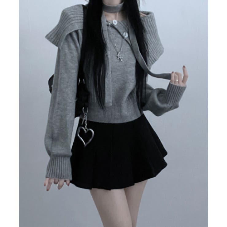 チョーカー付き ビッグカラーニットトップス | VIVID LADY | 詳細画像11 